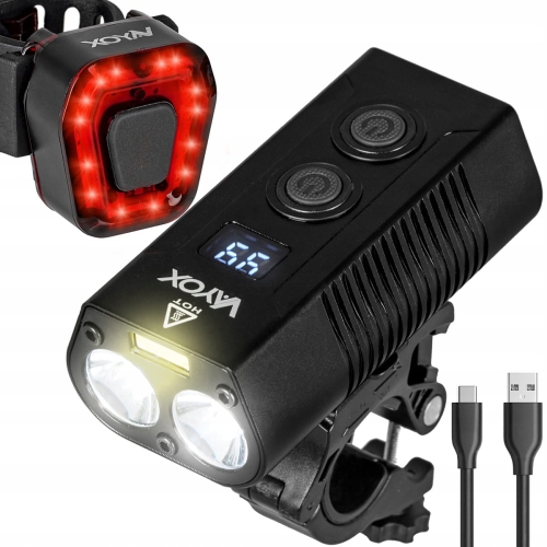 Lampka lampa latarka rowerowa LED zestaw na przód tył USB Vayox 750 lm