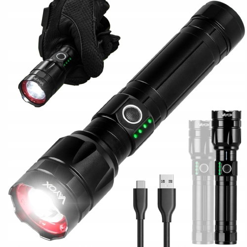 Latarka LED taktyczna wojskowa zoom USB-C Pro power 1060 lm 30 W Vayox