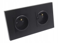 Gniazdo gniazdko elektryczne podwójne czarne Deluxe B-Line