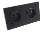 Gniazdo gniazdko elektryczne podwójne czarne Deluxe B-Line