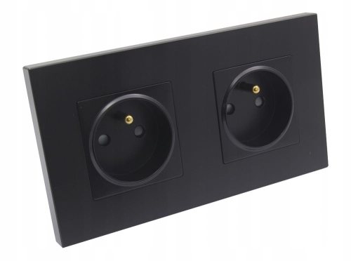 Gniazdo gniazdko elektryczne podwójne czarne Deluxe B-Line