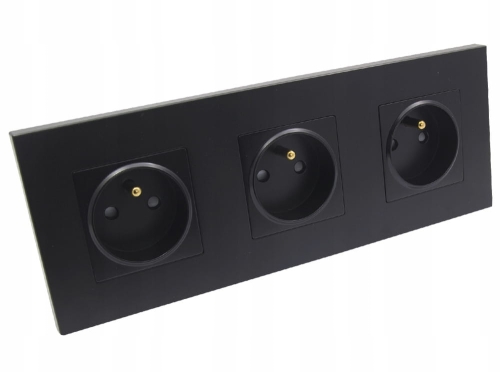 Gniazdo gniazdko elektryczne potrójne czarne Deluxe B-Line
