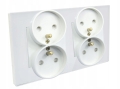 Gniazdo gniazdko elektryczne szklane podwójne z bolcem białe B-Line