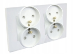 Gniazdo gniazdko elektryczne szklane podwójne z bolcem białe B-Line