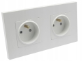 Gniazdo gniazdko elektryczne w podwójnej ramce białe Deluxe B-Line