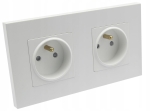 Gniazdo gniazdko elektryczne w podwójnej ramce białe Deluxe B-Line