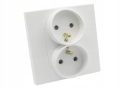 Gniazdo gniazdko elektryczne podwójne w pojedynczej ramce białe Deluxe B-Line 