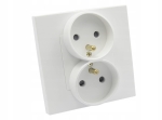 Gniazdo gniazdko elektryczne podwójne w pojedynczej ramce białe Deluxe B-Line 