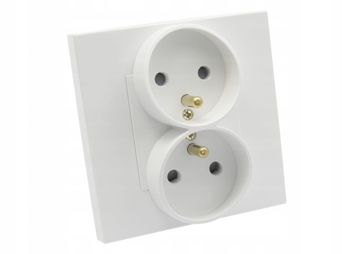 Gniazdo gniazdko elektryczne podwójne w pojedynczej ramce białe Deluxe B-Line 
