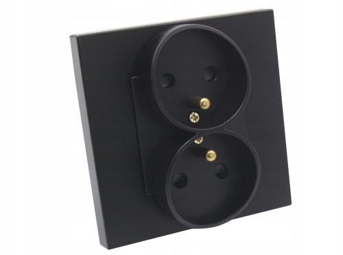 Gniazdo gniazdko elektryczne podwójne w pojedynczej ramce czarne Deluxe B-Line 