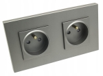Gniazdo gniazdko elektryczne w podwójnej ramce szare Deluxe B-Line 