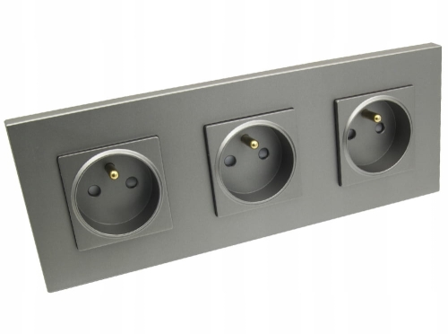 Gniazdo gniazdko elektryczne w potrójnej ramce szare Deluxe B-Line 