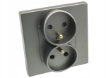 Gniazdo gniazdko elektryczne podwójne w pojedynczej ramce szare Deluxe B-Line