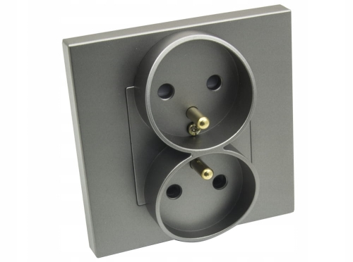 Gniazdo gniazdko elektryczne podwójne w pojedynczej ramce szare Deluxe B-Line