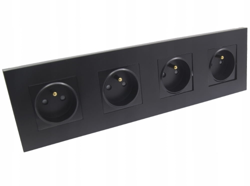 Gniazdo gniazdko elektryczne w poczwórnej ramce czarne Deluxe B-Line
