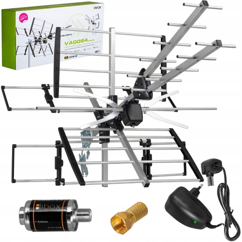 Antena kierunkowa TV DVB-T2 Combo 4K Full HD do 140 km Vayox wzmacniacz