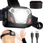 Latarka czołowa czołówka 1200 lumenów LED białe i czerwone Zoom USB-C Pro Vayox 