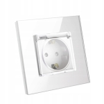 Gniazdo gniazdko hermetyczne z klapką IP44 do odbiorów szklane białe B-Line