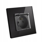 Gniazdo gniazdko hermetyczne z klapką IP44 do odbiorów szklane czarne B-Line