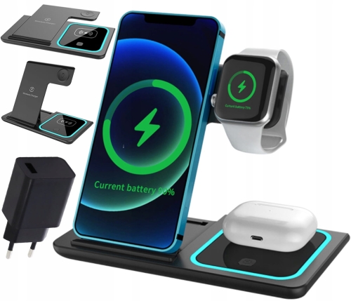 Bezprzewodowa ładowarka stacja ładowania 3w1 do iPhone Apple Watch AirPods