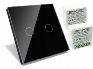 Włącznik bezprzewodowy pilot dotykowy szklany 2G czarny + 2x odbiornik B-Line