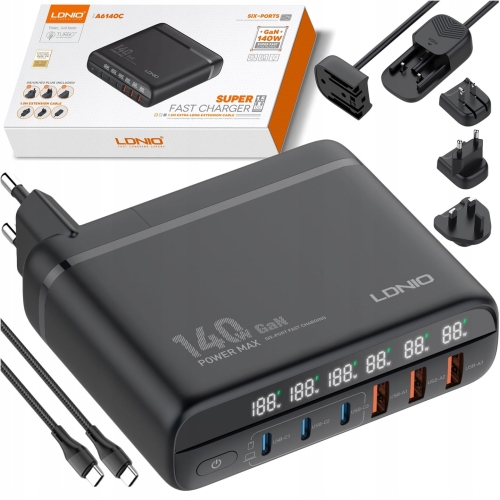Szybka ładowarka USB zasilacz 140 W GaN do telefonu laptopa QC 3.0 PPS PD 100 W