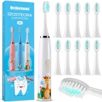 Szczoteczka do zębów elektryczna automatyczna żyrafa dla dzieci 12 końcówek Heckermann biała 