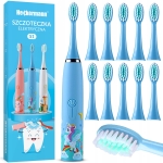 Szczoteczka do zębów elektryczna automatyczna dla dzieci Heckermann 12 końcówek  niebieska