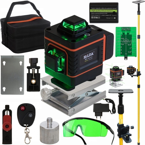 Poziomica laserowa Hilda Linbox 360° 4D blokada wahadła + tyczka 3,2 m
