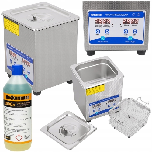 Myjka ultradźwiękowa wanna 2 l 160 W Heckermann + kosz