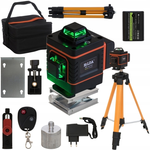Poziomica laserowa Hilda Linbox 360° 4D blokada wahadła + statyw aluminiowy 106 cm