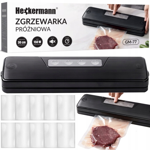 Zgrzewarka próżniowa do pakowania żywności jedzenia pakowarka czarna 150 W + folia