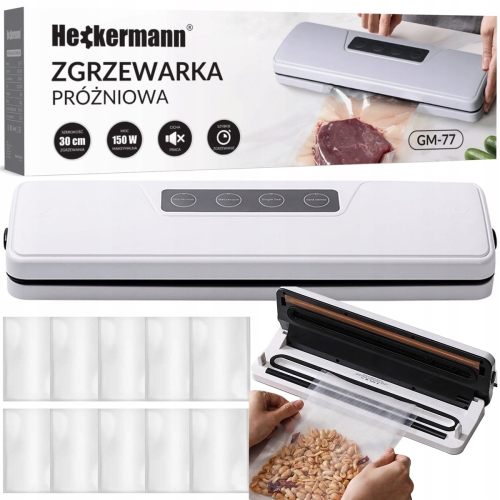 Zgrzewarka próżniowa do pakowania żywności jedzenia pakowarka biała 150 W + folia 