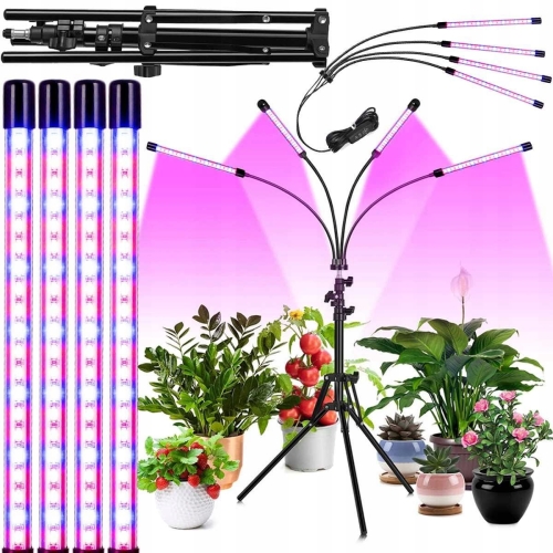 4x lampa panel do wzrostu uprawy roślin Full Spectrum Timer USB 36 W 80 LED