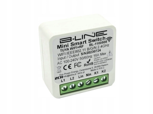 Przekaźnik kontroler do puszki mini box 2 obwody RF PRS + WiFi Tuya B-Line 