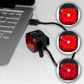 Lampka rowerowa tylna czerwona wodoodporna mocna 17x LED USB-C 250 mAh Vayox