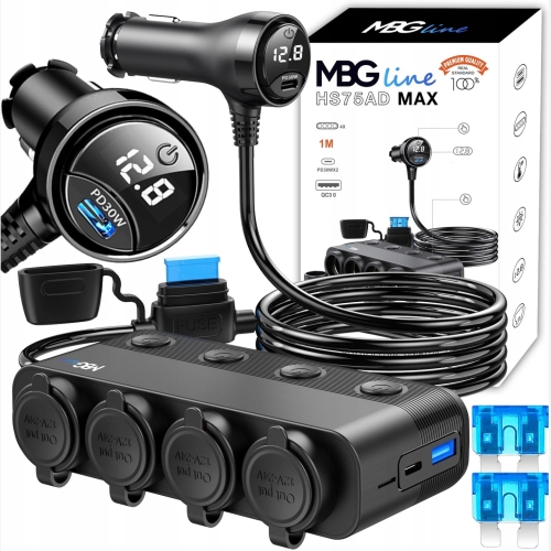 Rozdzielacz gniazda zapalniczki 12 V 24 V ładowarka samochodowa QC PD 3x USB