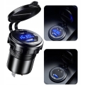 Szybka ładowarka motocyklowa samochodowa 65 W 2x USB typ-C PD 45 W woltomierz MBG Line