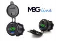 Ładowarka zasilacz motocyklowa samochodowa USB QC 3.0 woltomierz przycisk MBG Line