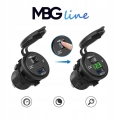 Ładowarka zasilacz motocyklowa samochodowa USB QC 3.0 woltomierz przycisk MBG Line
