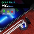 Szybka ładowarka motocyklowa samochodowa 3x USB woltomierz 63 W USB-C PD 45 W MBG Line