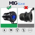 Szybka ładowarka motocyklowa samochodowa 3x USB woltomierz 63 W USB-C PD 45 W MBG Line