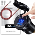 Szybka ładowarka motocyklowa samochodowa 3x USB woltomierz 63 W USB-C PD 45 W MBG Line