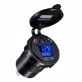 Szybka ładowarka motocyklowa samochodowa 3x USB woltomierz 63 W USB-C PD 45 W MBG Line