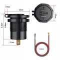 Szybka ładowarka motocyklowa samochodowa 3x USB woltomierz 63 W USB-C PD 45 W MBG Line