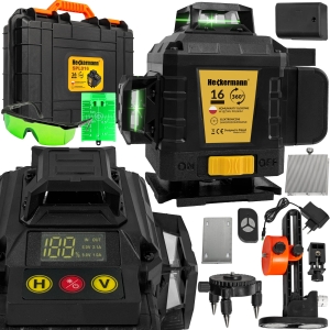 Poziomica laserowa samopoziomująca 360° płaszczyznowa 4D laser krzyżowy zielony 