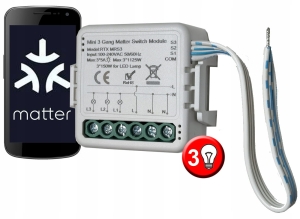 Moduł sterownik przekaźnik 3 obwody Matter WiFi HomeKit Google Home Assistant