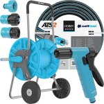 Zestaw Premium wózek + wąż ogrodowy zbrojony 1/2 50 m + zraszacz + 3x złączka Cellfast oryginalny