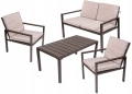 Meble ogrodowe tarasowe zestaw 2 krzesła stół sofa poduszki + pokrowiec 4 osoby