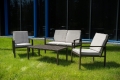 Meble ogrodowe tarasowe zestaw 2 krzesła stół sofa poduszki + pokrowiec 4 osoby